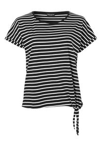 Via Appia Due Große Größen Ringelshirt mit Knotendetail am Saum Gr. 44 schwarz für Damen