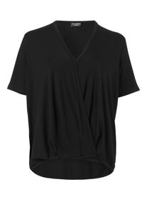 Via Appia Due Große Größen Blusenshirt in Wickeloptik, mit gerafftem Saum Gr. 52 schwarz für Damen
