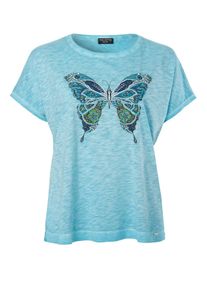 Via Appia Due Große Größen Jerseyshirt aus Flammgarn mit Motivdruck Gr. 52 blau für Damen