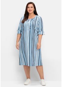 Große Größen Midikleid mit Streifen, in leichter A-Linie Gr. 58 blau gestreift von sheego für Damen