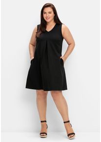 Große Größen Ärmelloses Jerseykleid mit Taschen, in A-Linie Gr. 54 schwarz von sheego für Damen