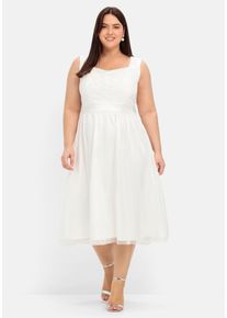 Große Größen Abendkleid mit Stickerei und Perlen Gr. 54 weiß von sheego für Damen