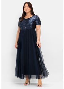 Große Größen Abendkleid in A-Linie, mit Pailletten Gr. 50 blau von sheego für Damen