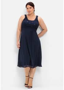 Große Größen Abendkleid mit Spitze Gr. 54 blau geblümt von sheego für Damen