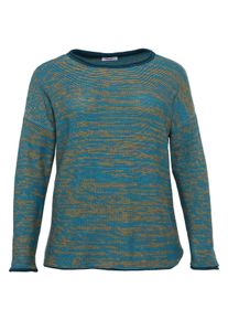 Große Größen Pullover in gestrickter Rippoptik Gr. 48/50 blau meliert von sheego für Damen
