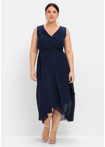 Große Größen Chiffonkleid in Wickeloptik Gr. 50 blau von sheego für Damen