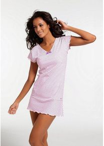 H.I.S EM LBG Große Größen Nachthemd Gr. 40/42 pink/schwarz gestreift für Damen
