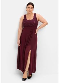 Große Größen Abendkleid mit floraler Spitze Gr. 54 rot geblümt von sheego für Damen