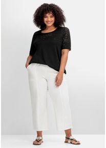 Große Größen Weite 7/8-Hose mit Gummizugbund Gr. 54 weiß von sheego für Damen