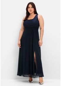 Große Größen Abendkleid mit floraler Spitze Gr. 46 blau geblümt von sheego für Damen