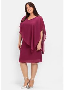 Große Größen Cocktailkleid mit asymmetrischem Cape, aus Chiffon Gr. 46 rot von sheego für Damen