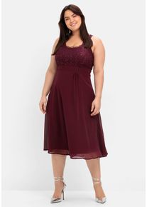 Große Größen Abendkleid mit Spitze Gr. 58 rot geblümt von sheego für Damen