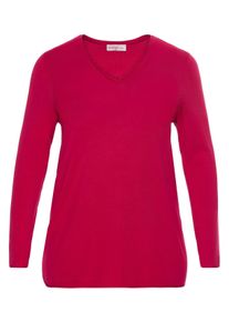 Große Größen BASIC Pullover mit Rollkanten an allen Abschlüssen Gr. 48/50 pink von sheego für Damen