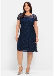 Große Größen Cocktailkleid mit Zierborten Gr. 46 blau von sheego für Damen
