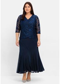 Große Größen Abendkleid mit floraler Spitze Gr. 48 blau geblümt von sheego für Damen