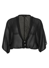 Große Größen Bolero mit drei Schmuckknöpfen, leicht transparent Gr. 52/54 schwarz von sheego für Damen