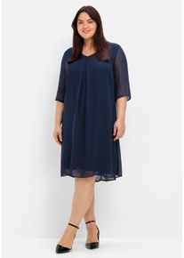 Große Größen Cocktailkleid im Layerlook, aus Chiffon Gr. 40 blau von sheego für Damen
