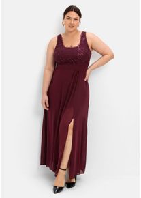 Große Größen Abendkleid mit floraler Spitze Gr. 50 rot geblümt von sheego für Damen