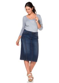 Große Größen Jeansrock mit Teilungsnähten Gr. 54 blau von sheego für Damen