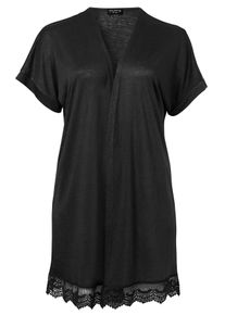 Via Appia Due Große Größen Verschlusslose Jerseyjacke mit Spitze am Saum Gr. 52 schwarz für Damen