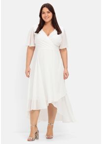 Große Größen Chiffonkleid im Lagenlook, mit Unterkleid Gr. 44 weiß von sheego für Damen