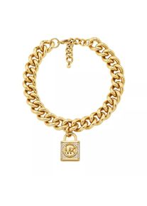 Michael Kors Halskette - 14K Gold-Plated Statement Pavé Lock Chain Necklace - in gold - Halskette für Damen