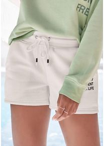 Buffalo Sweatshorts weiß Gr. 32/34 für Damen. Mit Druck. Bequem. Nachhaltig.