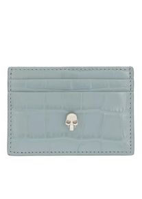 Alexander McQueen Portemonnaie - Skull Stud Card Holder - in hellblau - Portemonnaie für Damen