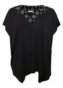 Große Größen Strandtunika mit V-Ausschnitt und Bindeband Gr. 48/50 schwarz von sheego für Damen
