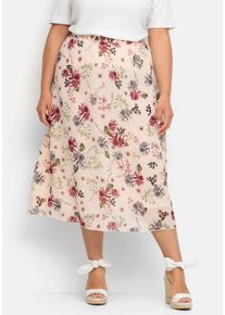 Große Größen Maxirock mit floralem Alloverprint Gr. 52 rosa geblümt von sheego für Damen