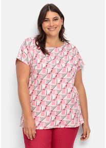 Große Größen Tunika aus Crêpe mit Grafik-Alloverprint Gr. 40 rosa von sheego für Damen