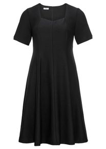 Große Größen Kleid mit Halbarmen aus elastischem Crêpe Gr. 44 schwarz von sheego für Damen