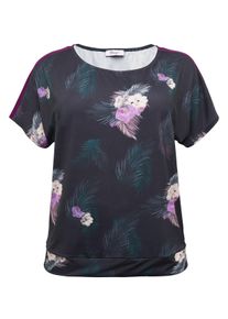 Große Größen Funktionsshirt mit seitlichen Einsätzen Gr. 56/58 schwarz geblümt von sheego für Damen