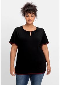 Große Größen Shirt mit Flügelärmel und Cut-out vorn Gr. 40/42 schwarz von sheego für Damen