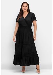 sheego by Joe Browns Große Größen Maxikleid in Wickeloptik, mit Stufenvolant Gr. 52 schwarz von sheego für Damen