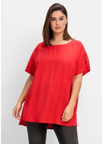 Große Größen Oversize-Tunika mit geschlitztem Ärmel Gr. 46 rot von sheego für Damen