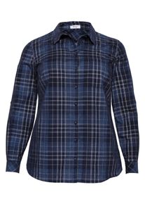 Große Größen Bluse aus Cord mit Brusttasche Gr. 46 blau von sheego für Damen