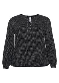 Große Größen Tunika mit Knopfleiste und Minimaldruck Gr. 50 schwarz von sheego für Damen