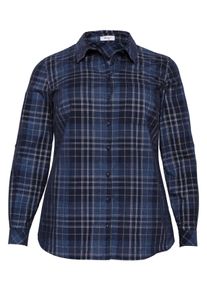 Große Größen Bluse aus Cord mit Brusttasche Gr. 44 blau von sheego für Damen