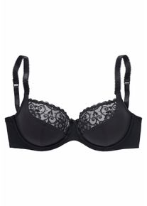 Große Größen Nuance Bügel-BH im Dirndl-Schnitt mit Spitze Gr. 85B schwarz für Damen