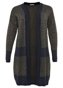 Große Größen Longcardigan mit unterschiedlichen Jacquardmustern Gr. 52/54 grün von sheego für Damen