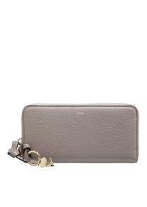 Chloé Chloé Portemonnaie - Logo Charm Zipped Wallet In Leather - in grau - Portemonnaie für Damen