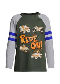 LANDS' END Langärmeliges Raglan-Grafik-T-Shirt für Jungen, Kids,  Grün, Baumwolle, by Lands' End