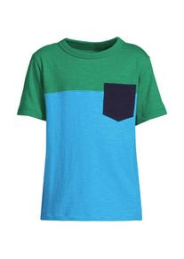 LANDS' END Colorblock T-Shirt mit Slub-Struktur für Jungen, Kids,  Blau, Baumwolle, by Lands' End