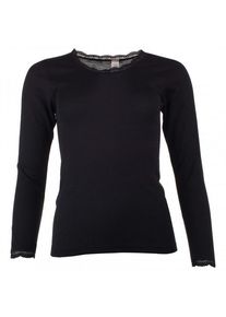 Engel Shirt L/S mit Spitze Merinounterwäsche Damen (Gr 34/36 |schwarz)