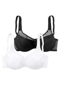 Petite Fleur Große Größen Doppelpack Minimizer-BHs mit unterlegten Cups Gr. 90C schwarz/weiß für Damen