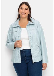 Große Größen Jacke in Lederoptik, mit gerafften Details Gr. 50 blau von sheego für Damen