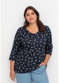 Große Größen 3/4-Arm-Shirt in leichter A-Linie, mit Schwalbenprint Gr. 56 blau von sheego für Damen