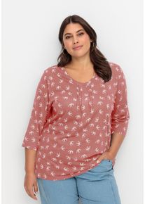 Große Größen 3/4-Arm-Shirt in leichter A-Linie, mit Schwalbenprint Gr. 42 rosa von sheego für Damen