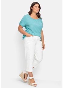 Große Größen 7/8-Jeans mit Zierknöpfen am Saum Gr. 50 weiß von sheego für Damen